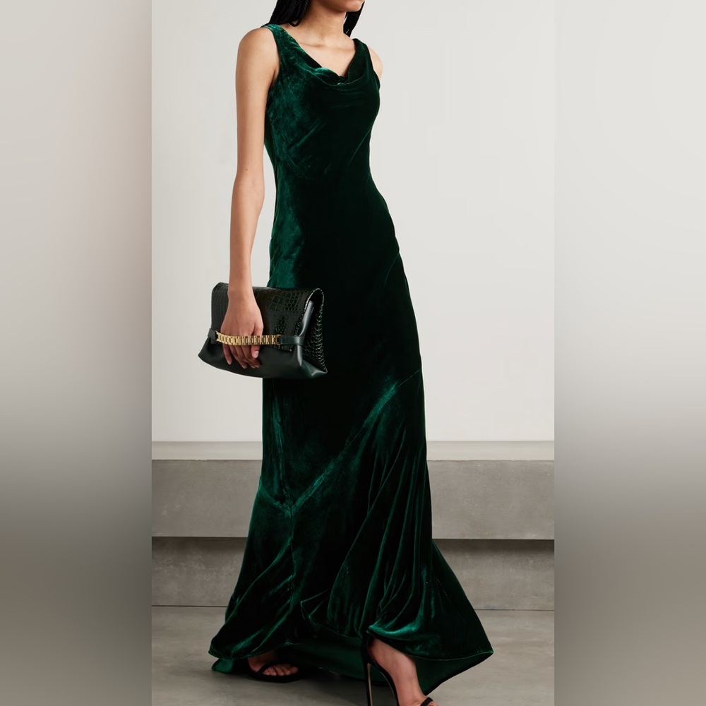 Saloni Emerald Velvet Dress
